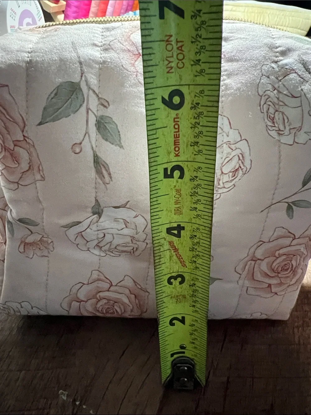 Floral Quilted Cosmetic Pouch in Blush Rose